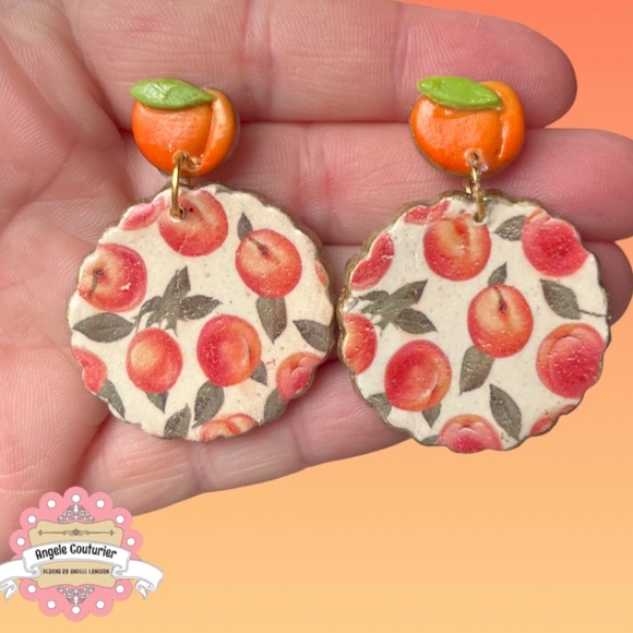 Handmade peach earrings - Picture 2 of 2